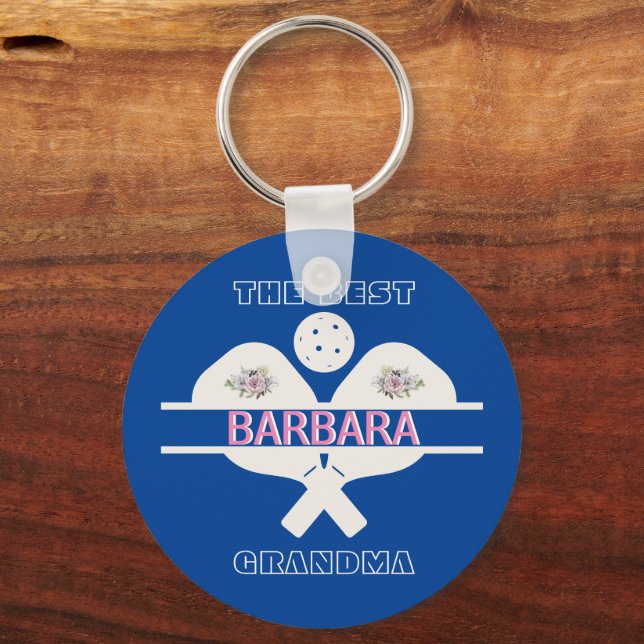 Pickleball Best Grandma Paddles First Name   Key Ring (Front)