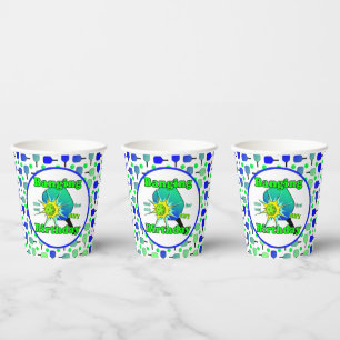 Pickleball Birthday Blue Green Paddle Ball Banging Paper Cups