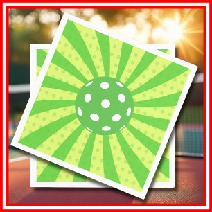 Pickleball Birthday Green RETRO Stripes Sports Napkin