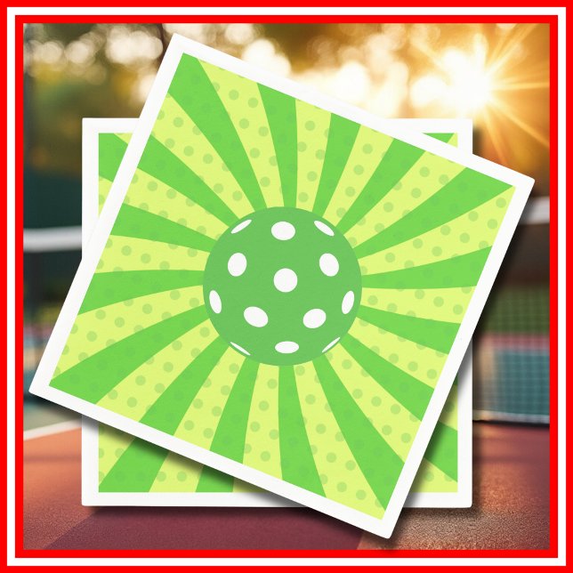 Pickleball Birthday Green RETRO Stripes Sports Napkin (Pickleball Birthday Green RETRO Stripes Sports Napkins)