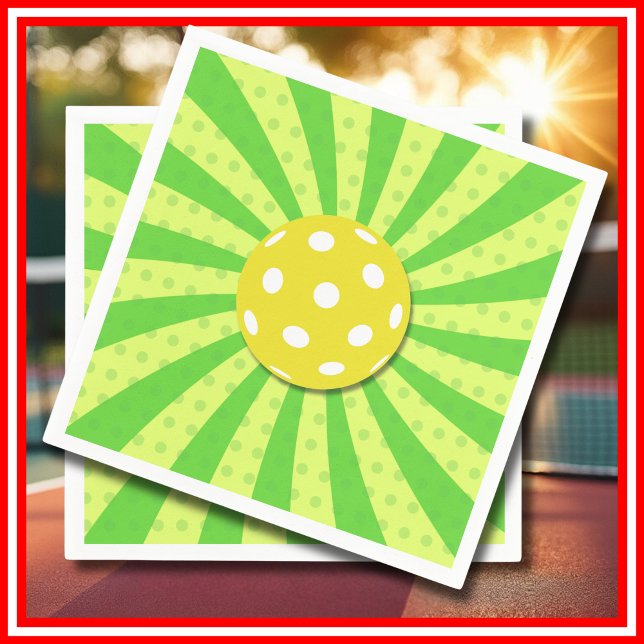 Pickleball Birthday Green RETRO Stripes Sports Napkin (Pickleball Birthday Green RETRO Stripes Sports Napkins)
