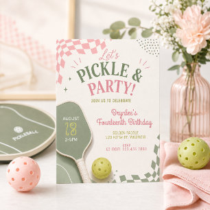 Pickleball Birthday Invitation   Pink Sage Pi