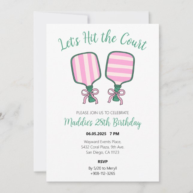 Pickleball Birthday Invite (Front)