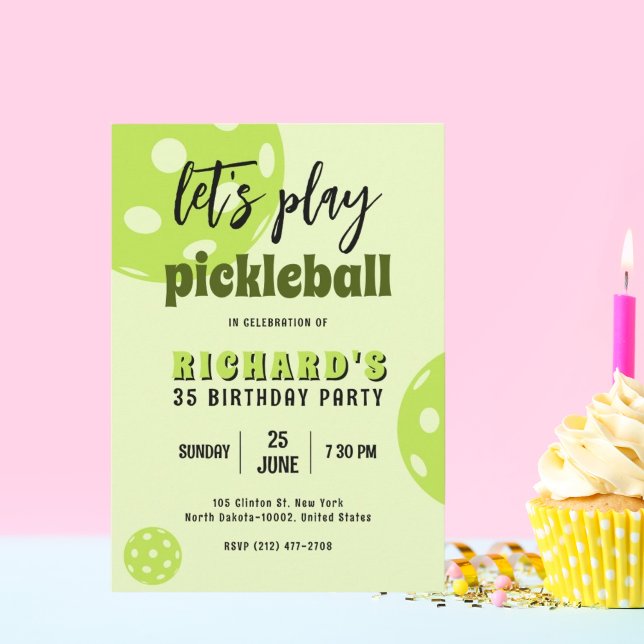 Pickleball Birthday Lime Pickleball Sports Party Invitation (Creator Uploaded)