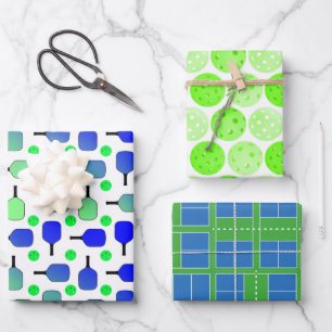 Pickleball Birthday Party Blue and Green Gift Wrapping Paper Sheet