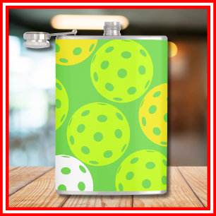 Pickleball Birthday Party Cute Green Sports Hip Flask