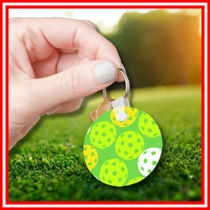 Pickleball Birthday Party Cute Green Sports Key Ring