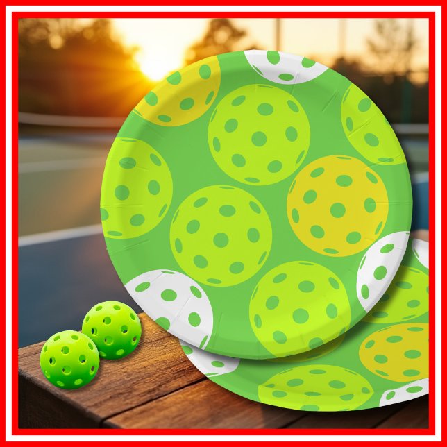Pickleball Birthday Party Cute Green Sports Paper Plate (Pickleball Birthday Party Cute Green Sports Paper Plates)