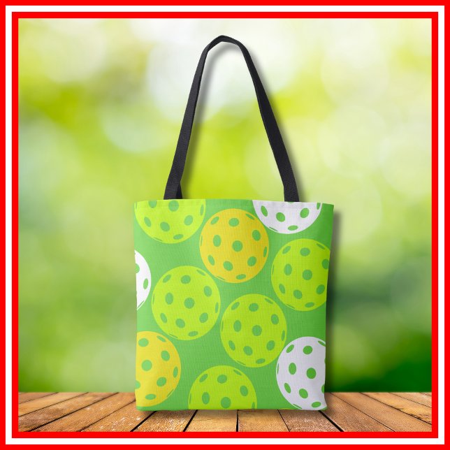 Pickleball Birthday Party Cute Green Sports Tote Bag (Creator Uploaded)