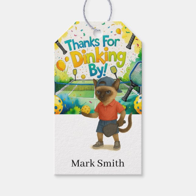 Pickleball Birthday Party  Gift Tags (Front)
