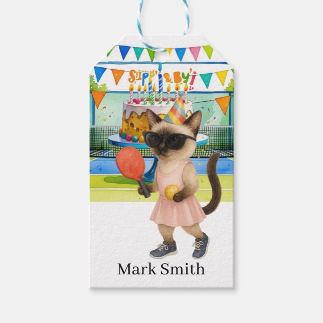 Pickleball Birthday Party  Gift Tags (Front)