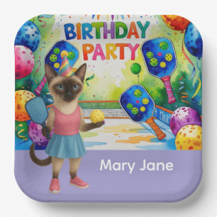 Pickleball Birthday Party themed for cat lovers Paper Plate