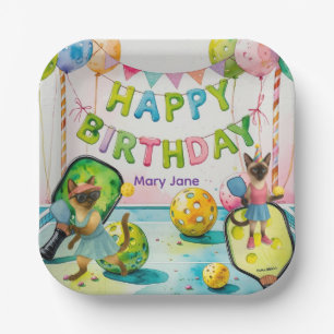 Pickleball Birthday Party themed for cat lovers Paper Plate