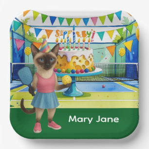 Pickleball Birthday Party themed for cat lovers Paper Plate