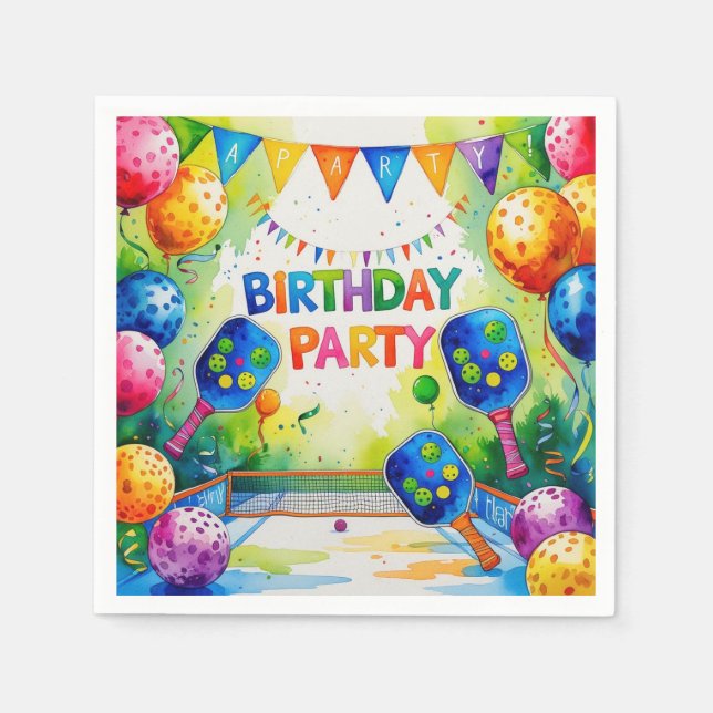 Pickleball Birthday Party themed Napkin (Front)