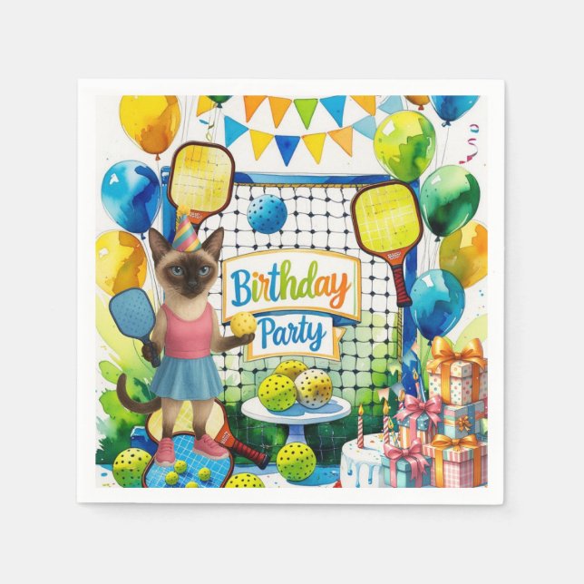Pickleball Birthday Party themed Napkin (Front)