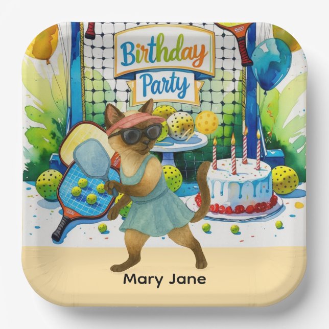 Pickleball Birthday Party themed Paper Plate (Front)