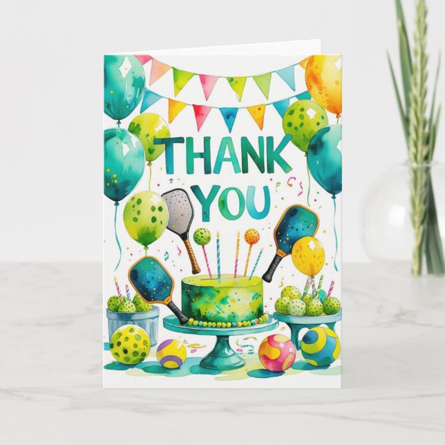 Pickleball birthday  thank you card (Front)