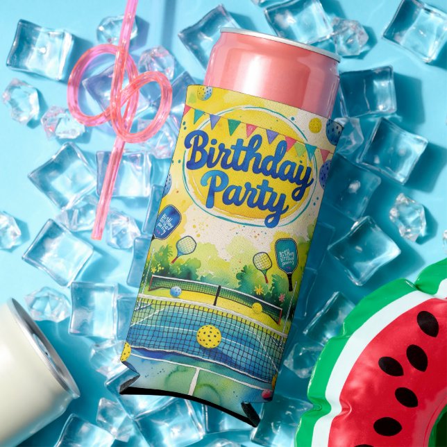 Pickleball Birthday themed  Seltzer Can Cooler (In Situ Summer)