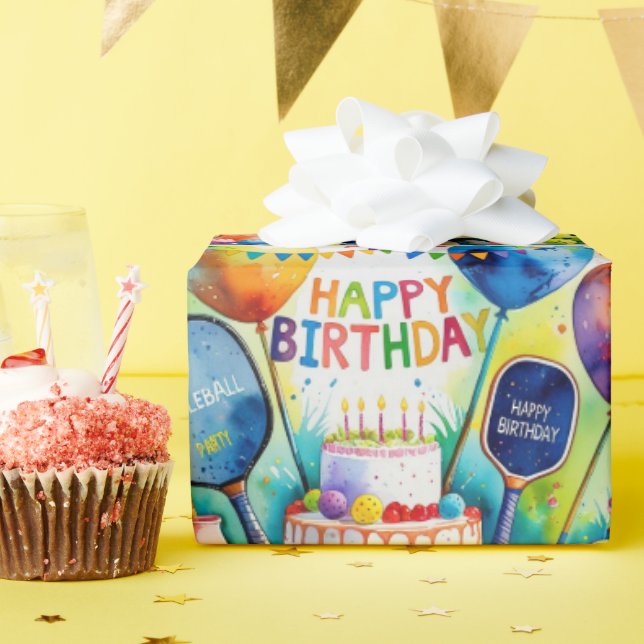 Pickleball Birthday themed Wrapping Paper Sheets (Birthday Party)
