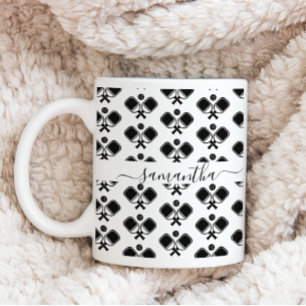 Pickleball Black & White Motif Mug