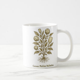 Pickleball botanical vintage science art funny coffee mug