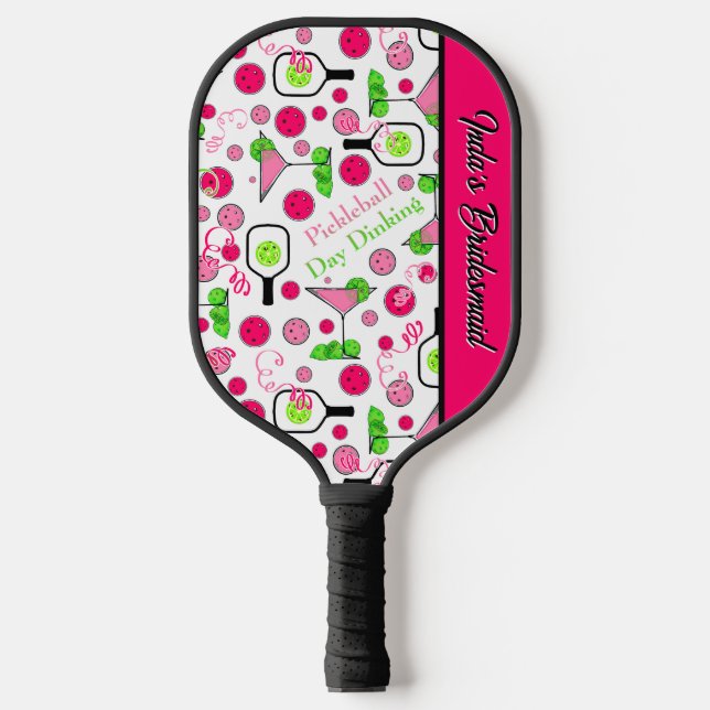 Pickleball Bridal Party Day Dinking Cocktail Paddle (Front)