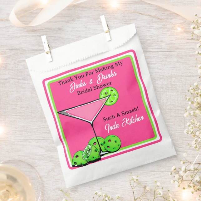 Pickleball Bridal Shower Dinks & Drinks Cocktail Favour Bag (Clipped)