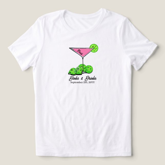 Pickleball Bridal Shower Dinks & Drinks Customised Tri-Blend Shirt (Design Front)