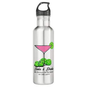 Pickleball Bridal Shower Pink Cocktail Personalise 710 Ml Water Bottle