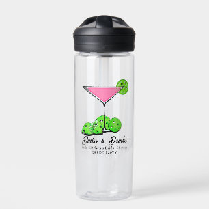 Pickleball Bridal Shower Pink Cocktail Personalise Water Bottle