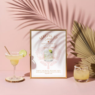 Pickleball Bridal Shower Watercolor Cocktail Drink Poster