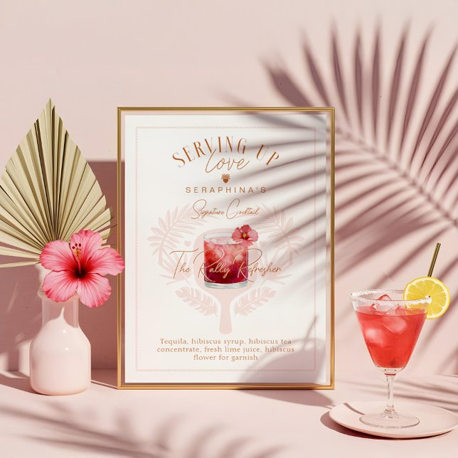 Pickleball Bridal Shower Watercolor Cocktail Drink Poster (Pickleball Bridal Shower Watercolor Cocktail Drink Poster)