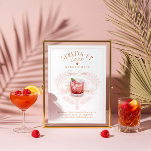 Pickleball Bridal Shower Watercolor Cocktail Drink Poster