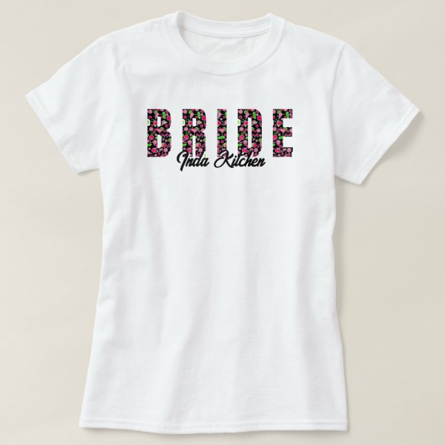 Pickleball Bride Dinks & Drinks Cosmo Personalised T-Shirt (Design Front)