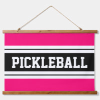 PICKLEBALL Bright Pink Black White Racing Stripes 