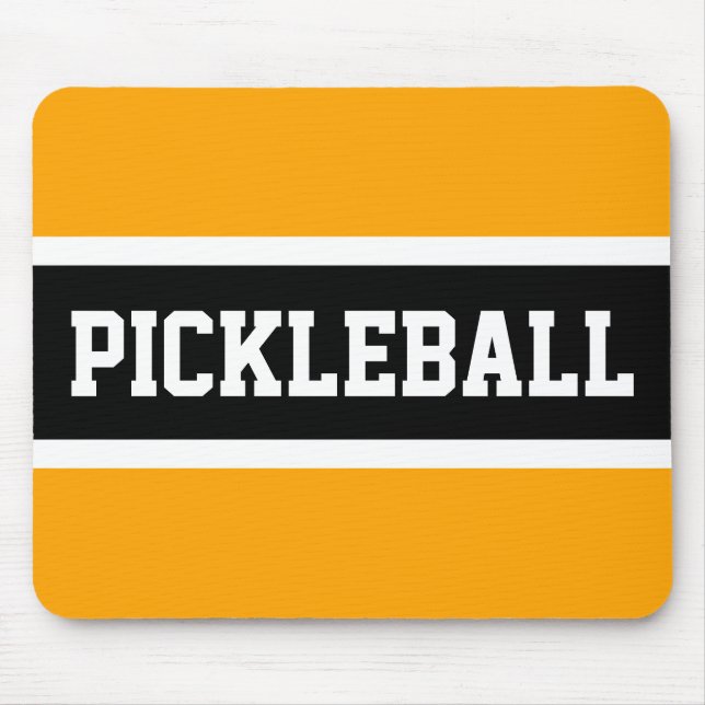 PICKLEBALL Bright Yellow Orange Black Stripes  Mouse Pad (Front)