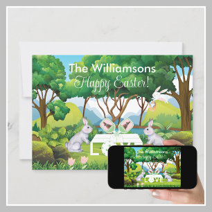 Pickleball Bunnies Fun Happy Easter Holiday Card