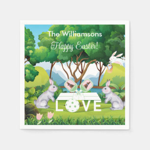 Pickleball Bunnies Fun Happy Easter Napkin