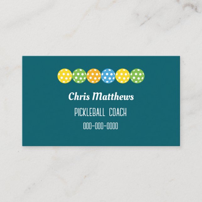 Pickleball Business Card with Row of Pickleballs (Front)