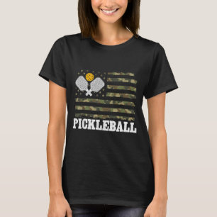 Pickleball Camo American Flag 4th of July T-Shirt
