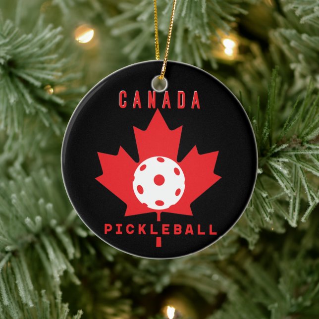 Pickleball Canada with custom text on the back Ceramic Ornament (Tree)