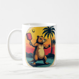 Pickleball Capybara Club Retro Logo Vintage Sports Coffee Mug