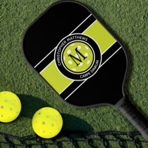 Pickleball Carpe Dinkum Quote Name Initial Black Paddle