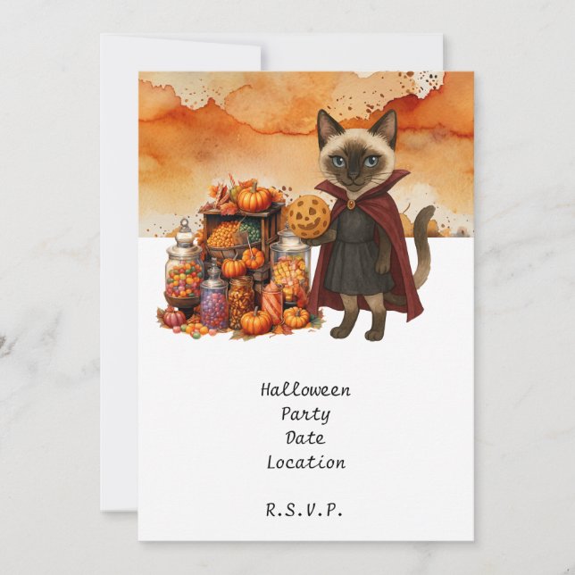Pickleball Cat and Friends Host Halloween Party  Invitation (Front)