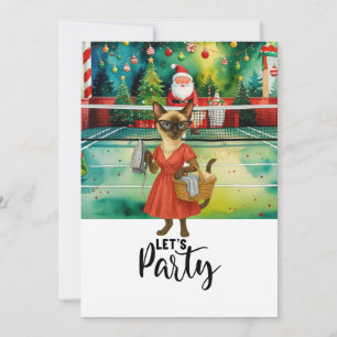 Pickleball  cat Housewife Christmas Let's Party Invitation