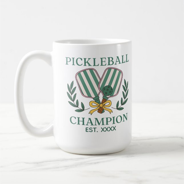 Pickleball Champion Custom Established Year Coffee Mug (Left)