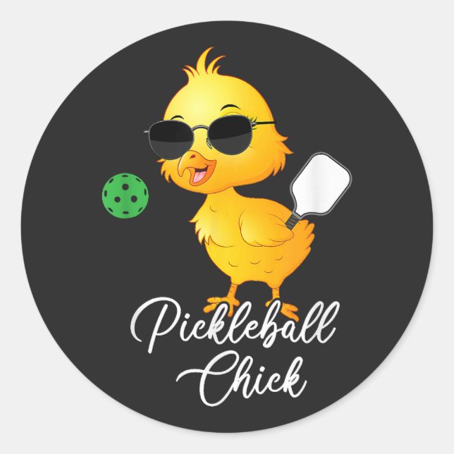 Pickleball Chick Funny Pickleball Classic Round Sticker (Front)