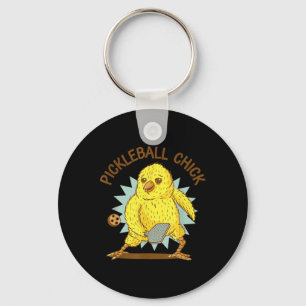 Pickleball Chick Funny Quote Chicken With Paddle G Key Ring