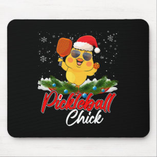 Pickleball Chick Funny Santa Hat Sungl Snowflakes  Mouse Pad